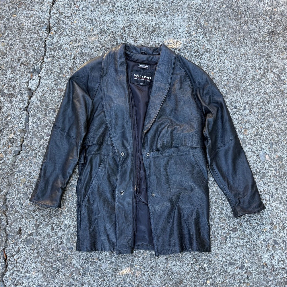 Wilson Black Trench Coat Leather Classic